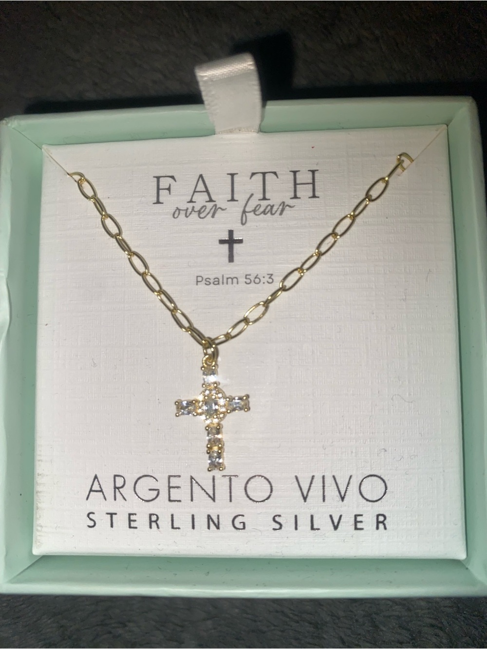 Argento Vivo Gold Cross Necklace with Clear Stones